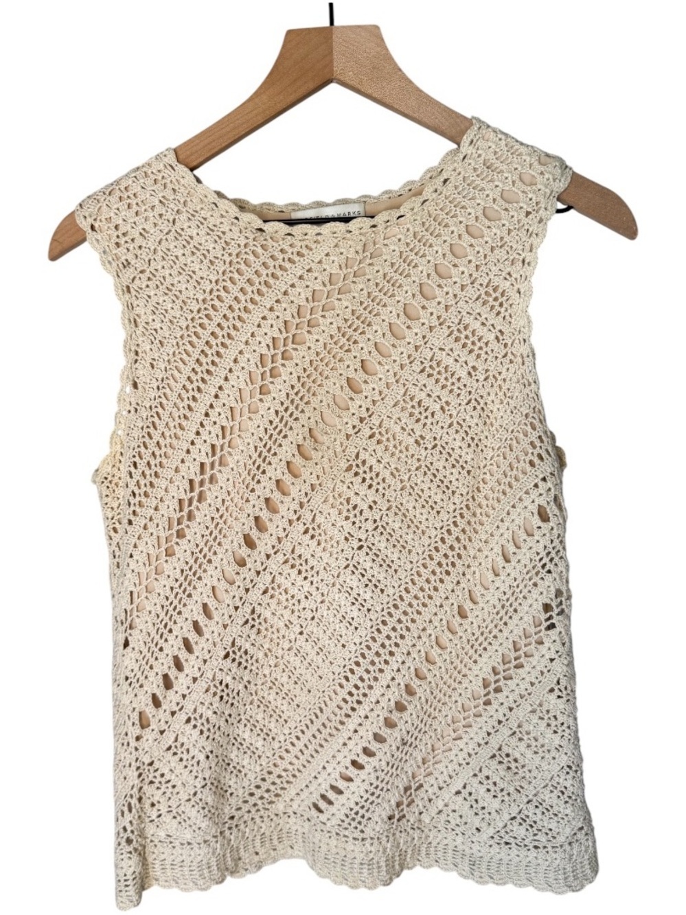 GARFIELD & MARKS Women’s Crochet Cream Lined Tank Top Sz M
